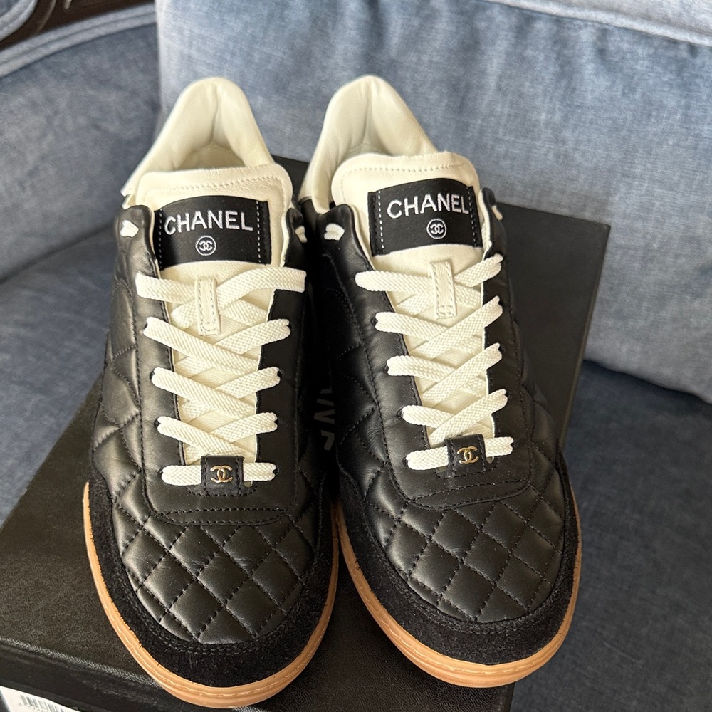 CHANEL Black Quilted Sneakers